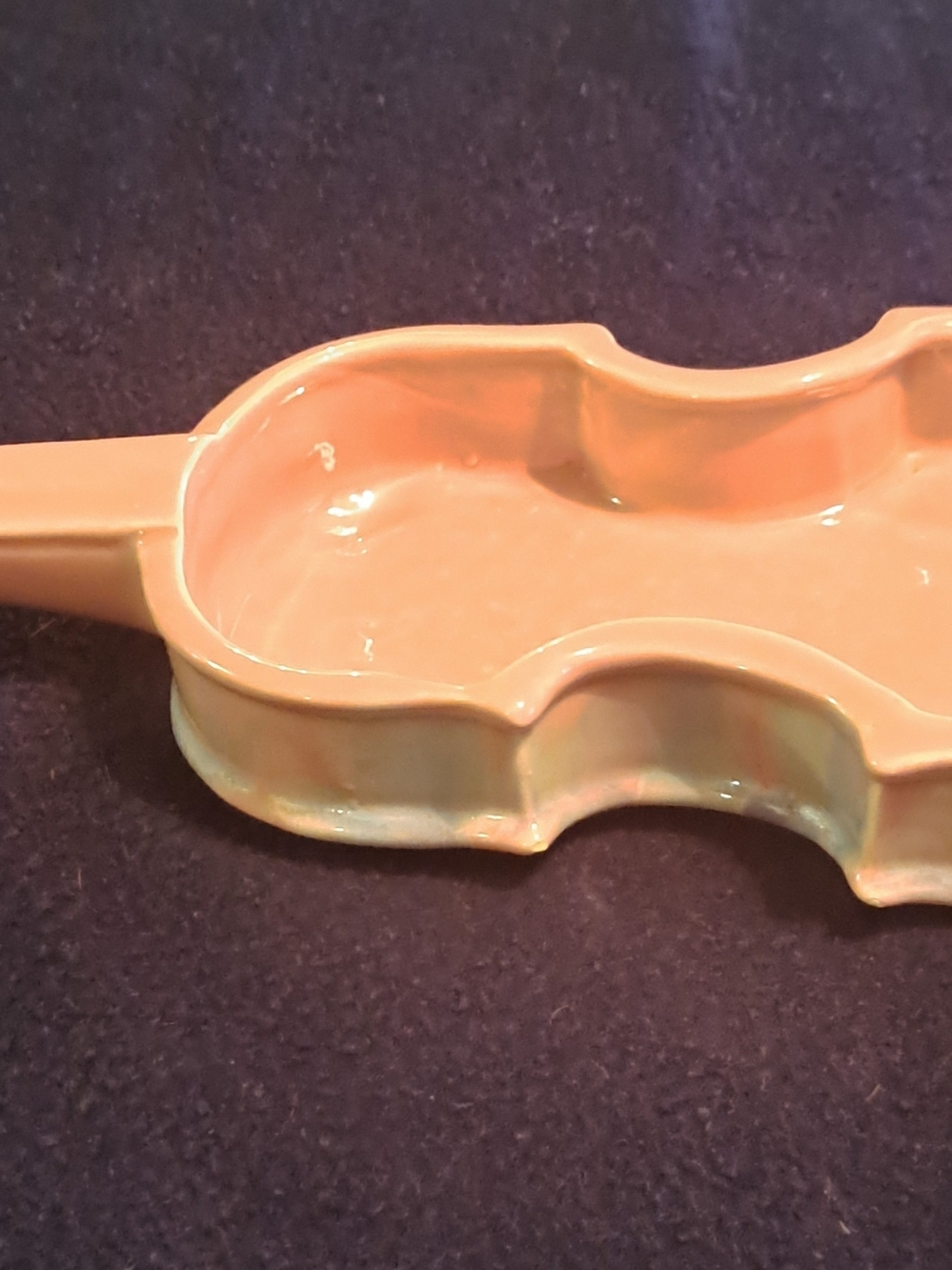 Peach Ceramic Violin-Shaped Decorative Tray